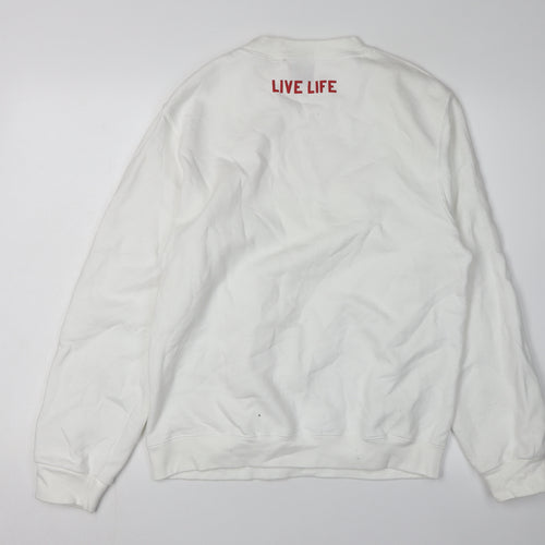 Rock on Ruby Women White Pullover Sweatshirt M