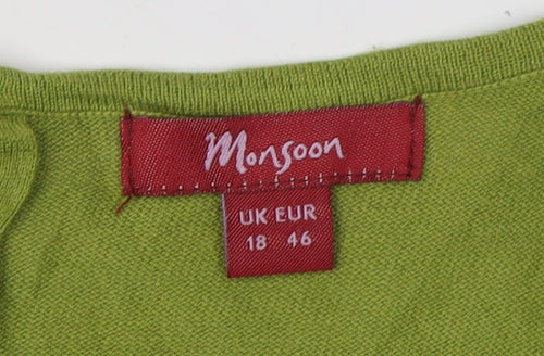Monsoon Women's Green Scoop Neck Pullover Jumper Size 18