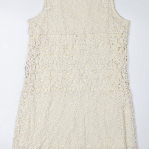 Pinky Women's Ivory Lace Shift Dress, L, Bohemian Style