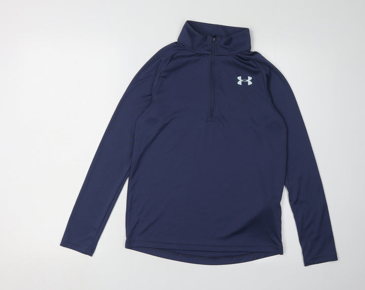 Under Armour Unisex Kids Blue 1/4 Zip Sweatshirt L