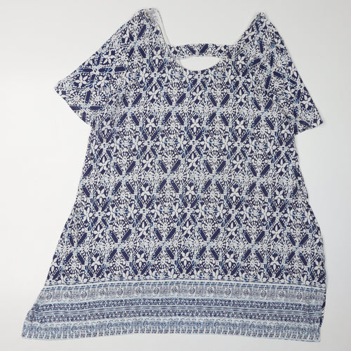 Roman Women's Blue Floral Tunic Blouse Size 20