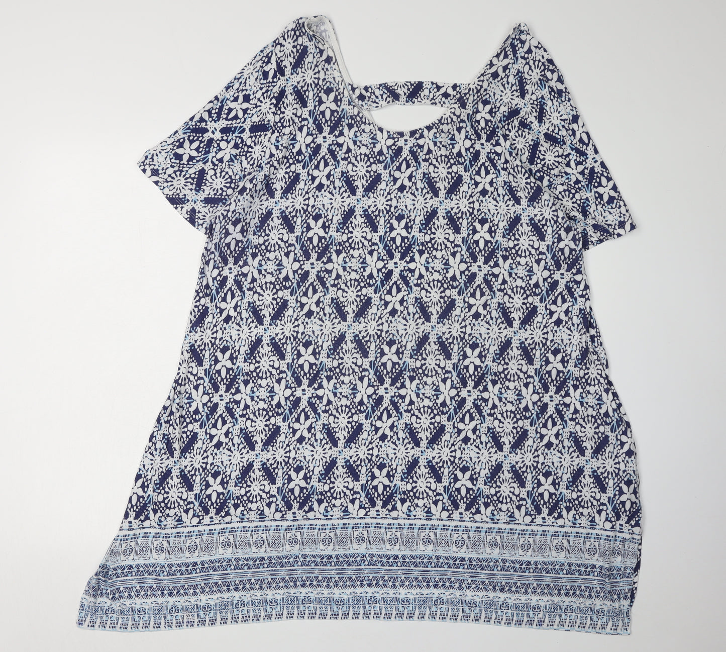 Roman Women's Blue Floral Tunic Blouse Size 20