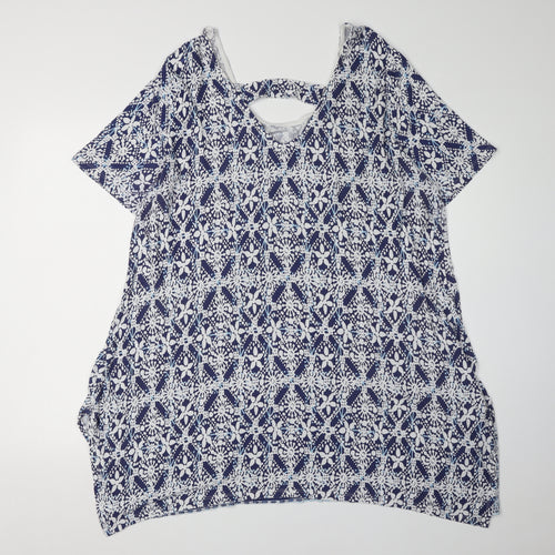 Roman Women's Blue Floral Tunic Blouse Size 20