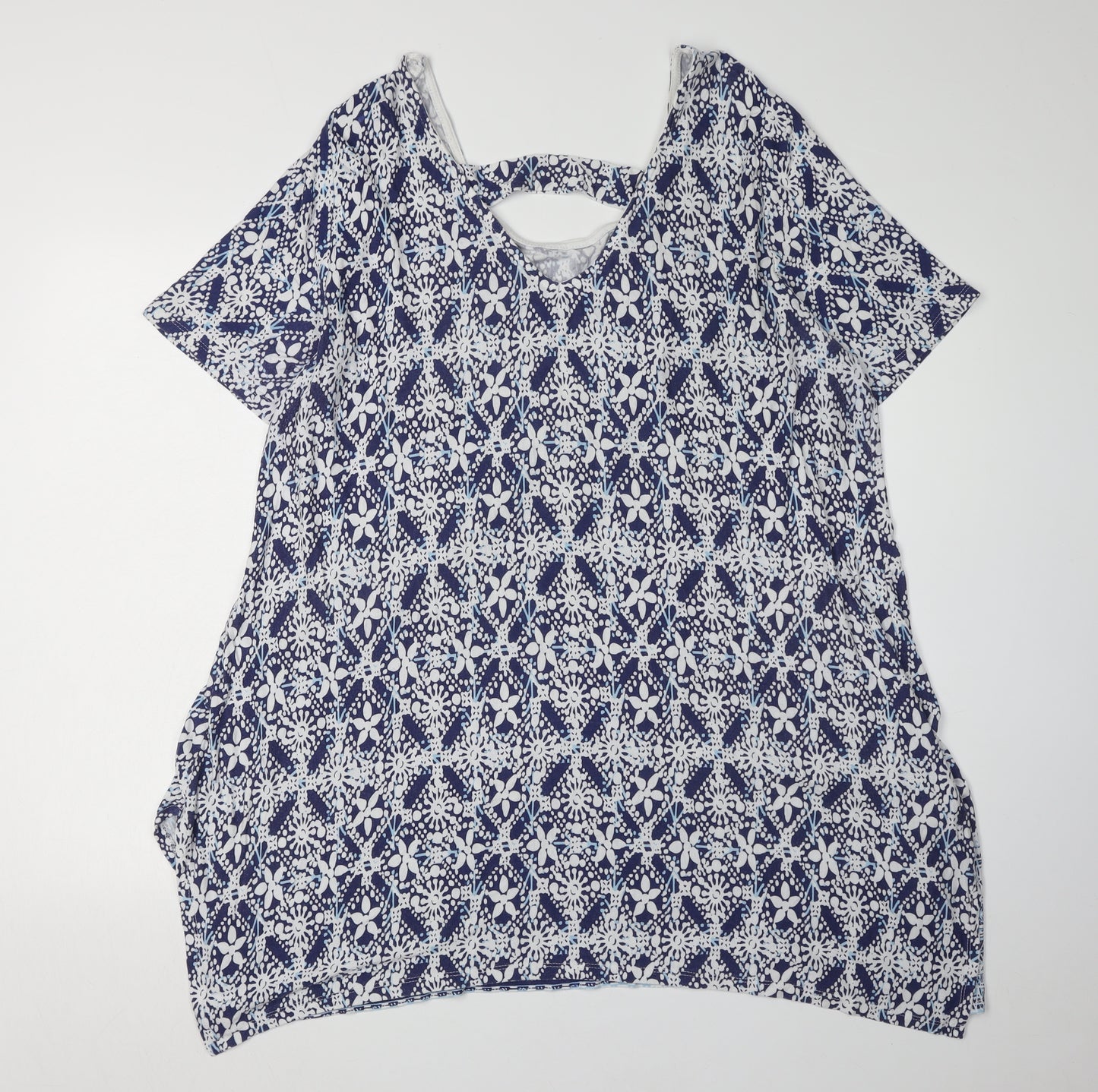 Roman Women's Blue Floral Tunic Blouse Size 20