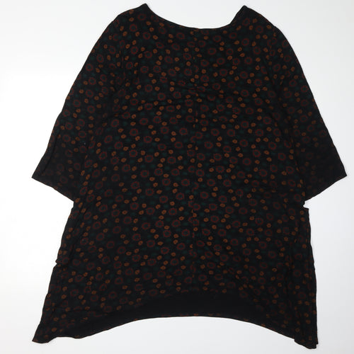 Roman Women's Black Asymmetric Floral Dress, Size 20