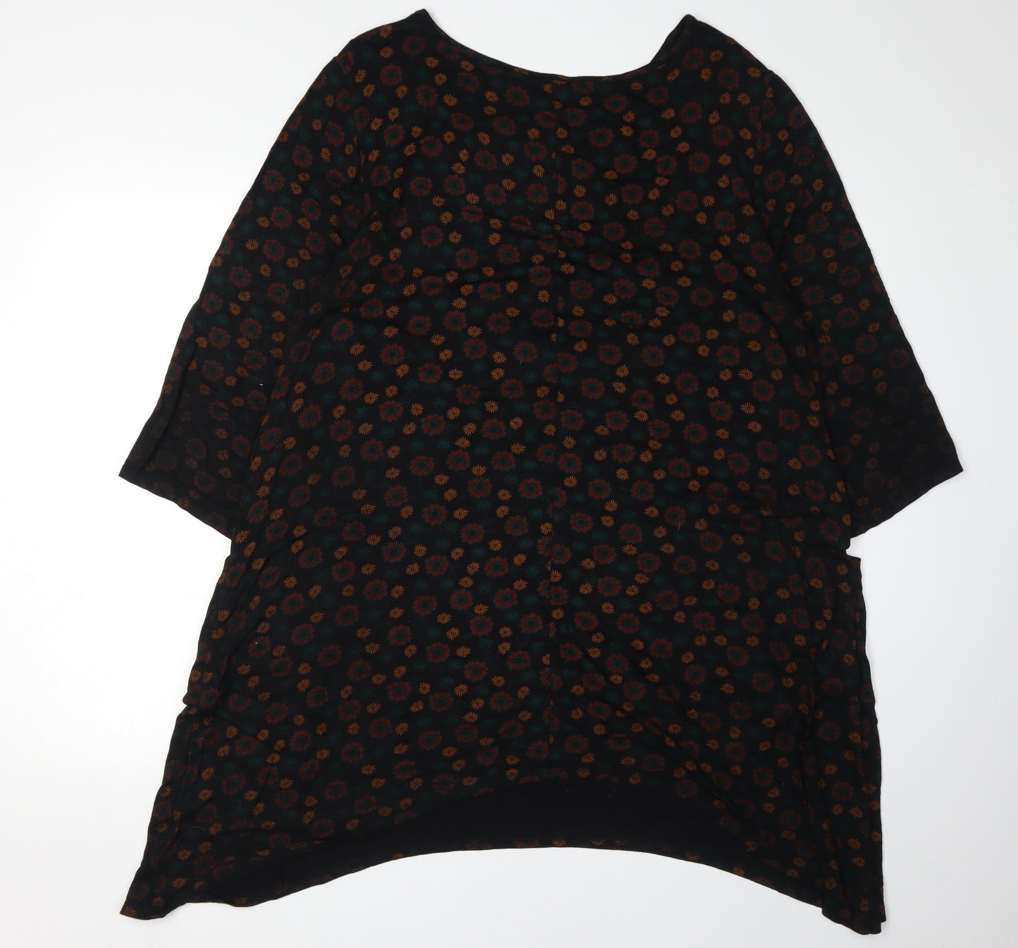 Roman Women's Black Asymmetric Floral Dress, Size 20