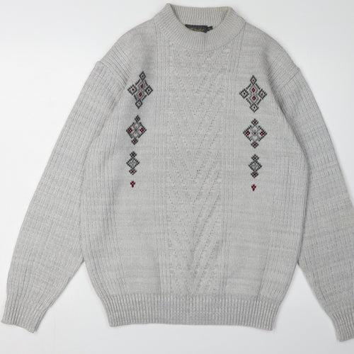 Tootal Men's Grey Pullover Jumper, Size L, Cable-Knit