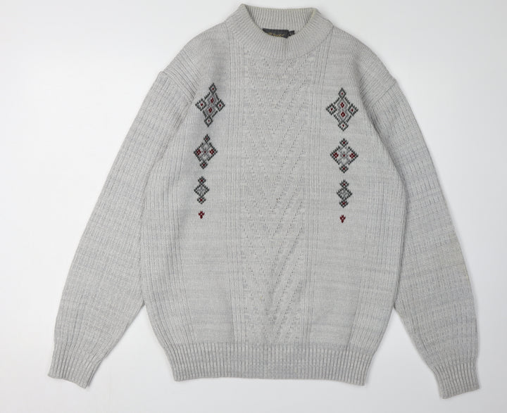 Tootal Men's Grey Pullover Jumper, Size L, Cable-Knit