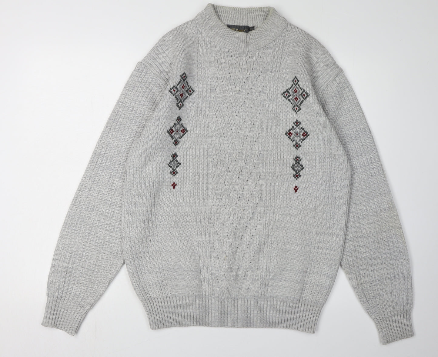 Tootal Men's Grey Pullover Jumper, Size L, Cable-Knit