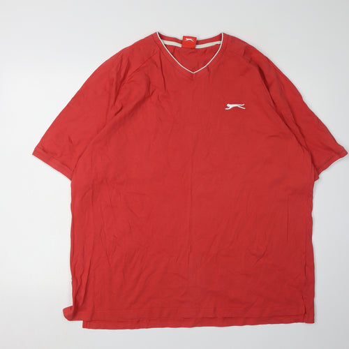Slazenger Men's Red 2XL V-Neck Cotton T-Shirt