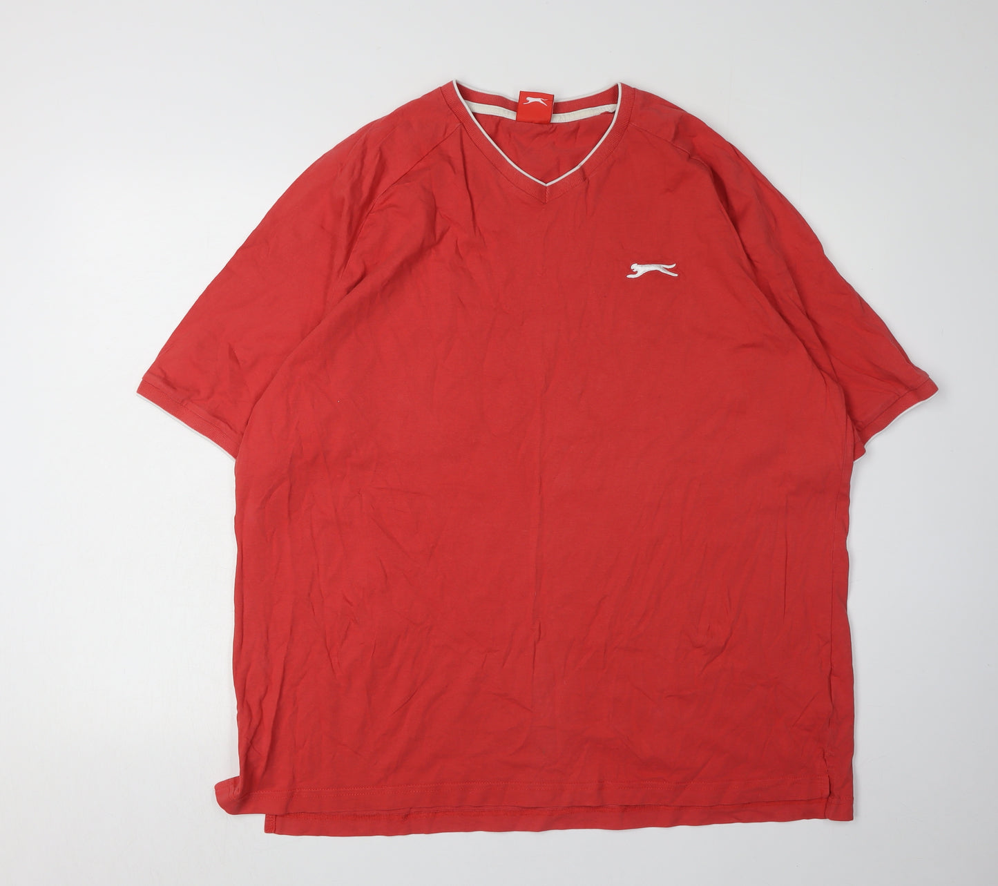 Slazenger Men's Red 2XL V-Neck Cotton T-Shirt