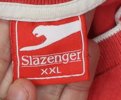 Slazenger Men's Red 2XL V-Neck Cotton T-Shirt