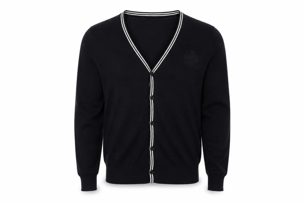 Ambrose & Jackson Men's Black Cardigan, M, V-Neck, Cotton