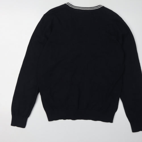 Ambrose & Jackson Men's Black Cardigan, M, V-Neck, Cotton