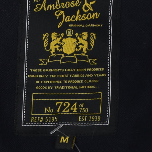 Ambrose & Jackson Men's Black Cardigan, M, V-Neck, Cotton
