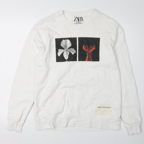 Zara Men's Graphic Print Sweatshirt White S