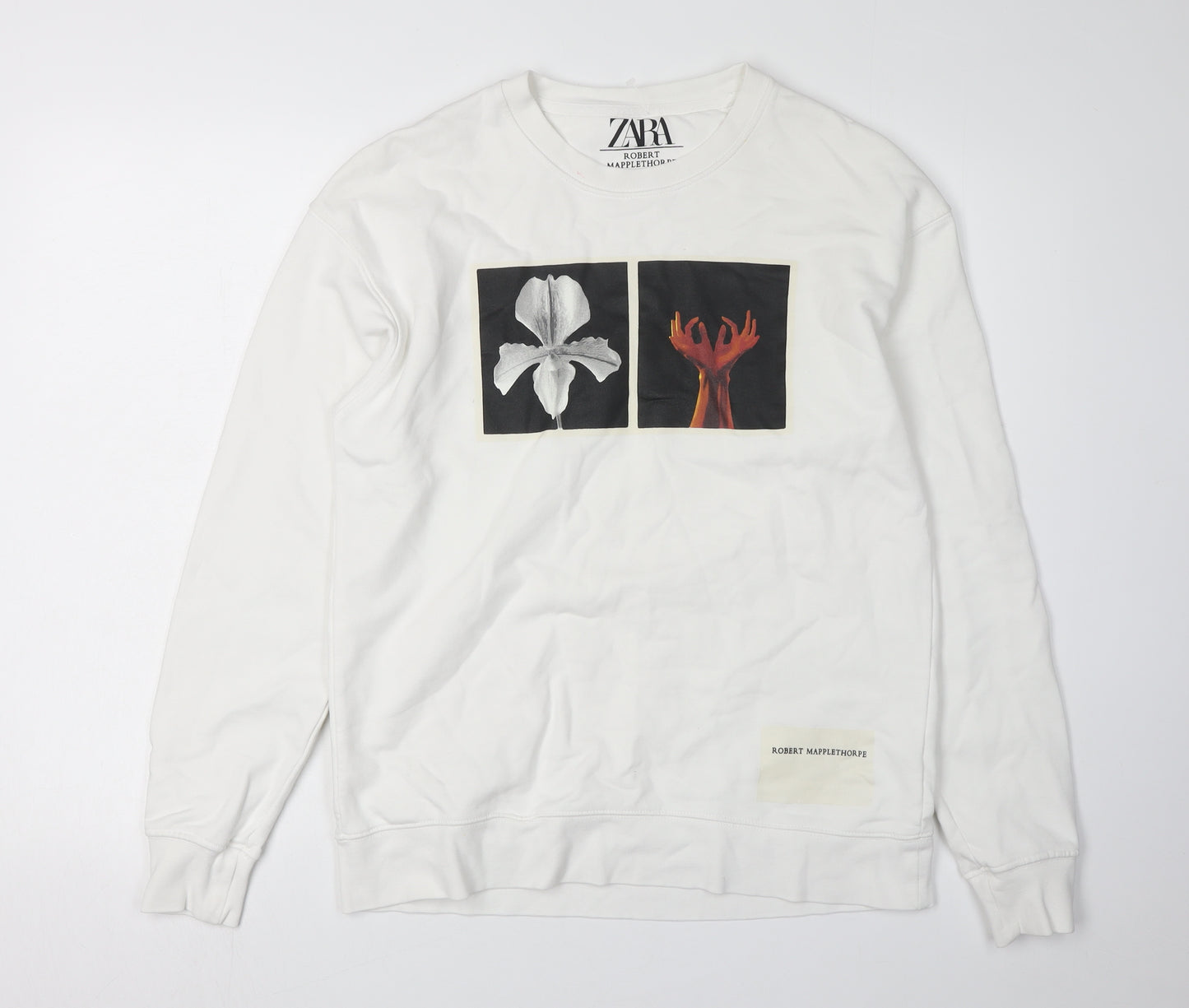 Zara Men's Graphic Print Sweatshirt White S