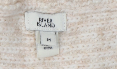 River Island Women Beige M Jumper Dress V-Neck Knit