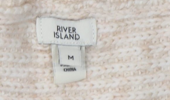 River Island Women Beige M Jumper Dress V-Neck Knit