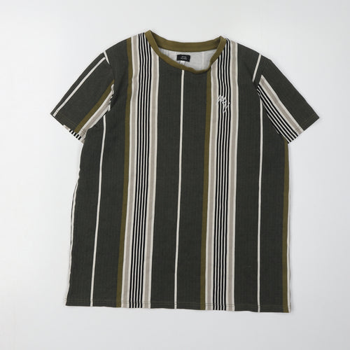 River Island Boys Green Striped T-Shirt 11-12 Years