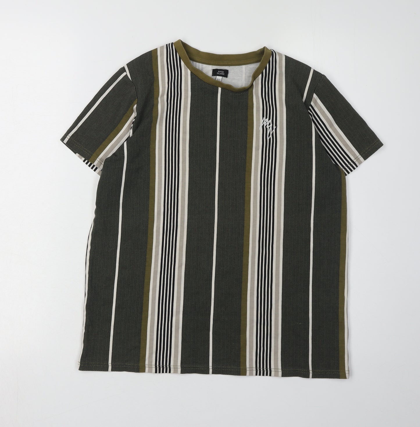 River Island Boys Green Striped T-Shirt 11-12 Years