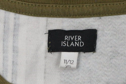 River Island Boys Green Striped T-Shirt 11-12 Years