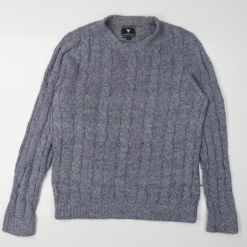 John Partridge Men's Grey Cable Knit Pullover Jumper