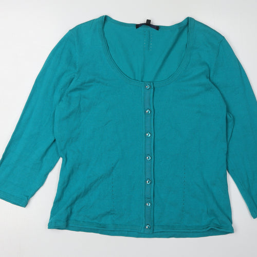 Coast Women's Green Cardigan, Size 18, Casual Scoop Neck