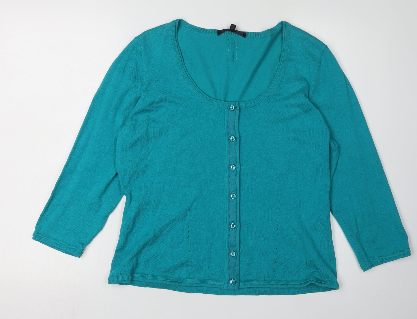 Coast Women's Green Cardigan, Size 18, Casual Scoop Neck