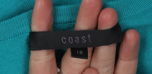 Coast Women's Green Cardigan, Size 18, Casual Scoop Neck