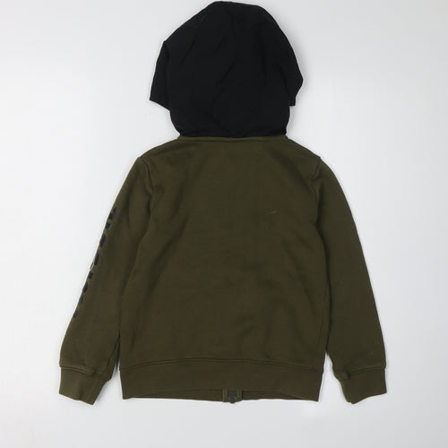 Nike Boys Green Black Full Zip Hoodie, Size 6
