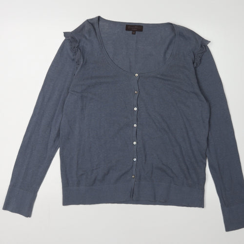 Great Plains Women's Blue XL Ruffle Cardigan