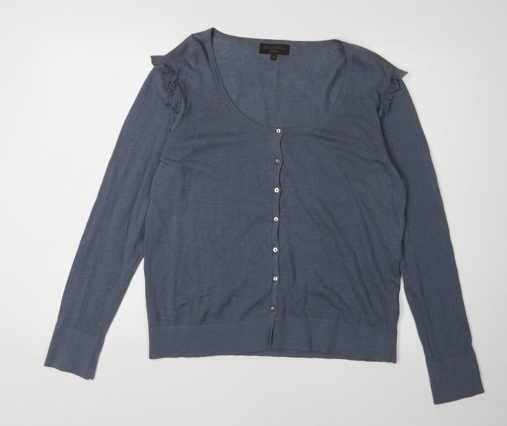 Great Plains Women's Blue XL Ruffle Cardigan
