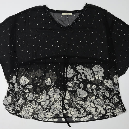 Classics Black Floral Tunic Blouse, Women’s Plus Size 20