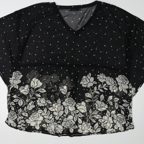 Classics Black Floral Tunic Blouse, Women’s Plus Size 20
