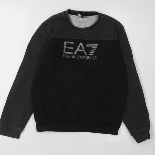 Emporio Armani Boys Black Logo Sweatshirt, 12 Years, Pullover