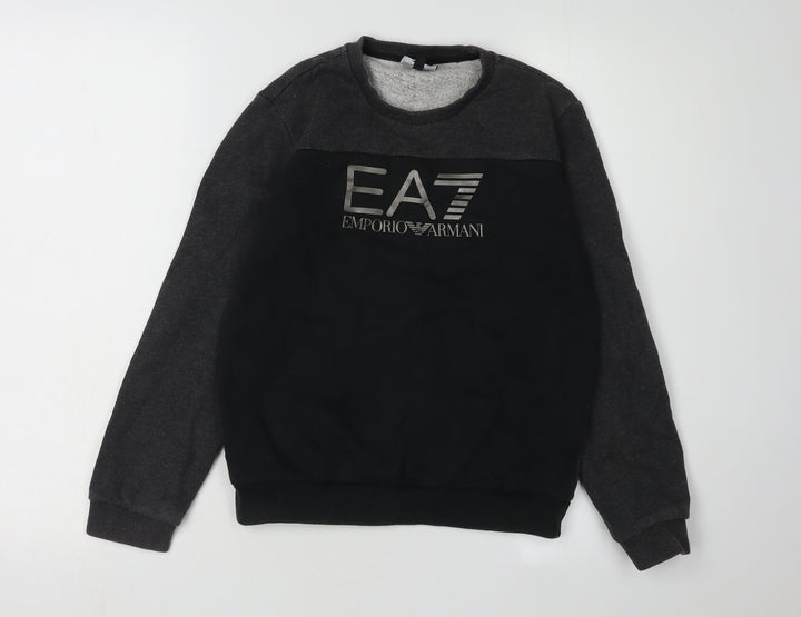 Emporio Armani Boys Black Logo Sweatshirt, 12 Years, Pullover