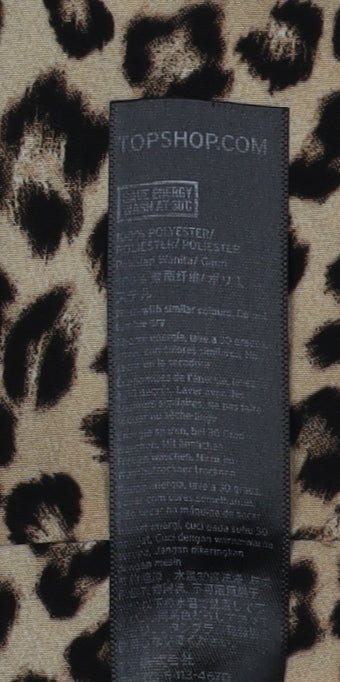 Topshop Women's Brown Animal Print Shift Dress Size 10