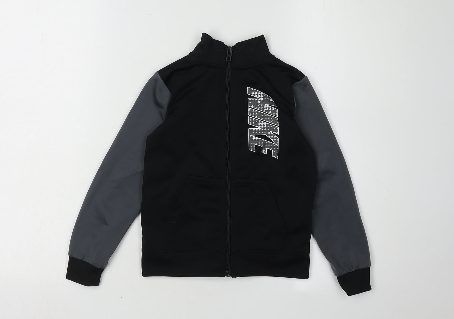 Nike Boys Black Full Zip Hoodie, 4 Years, Logo Accents
