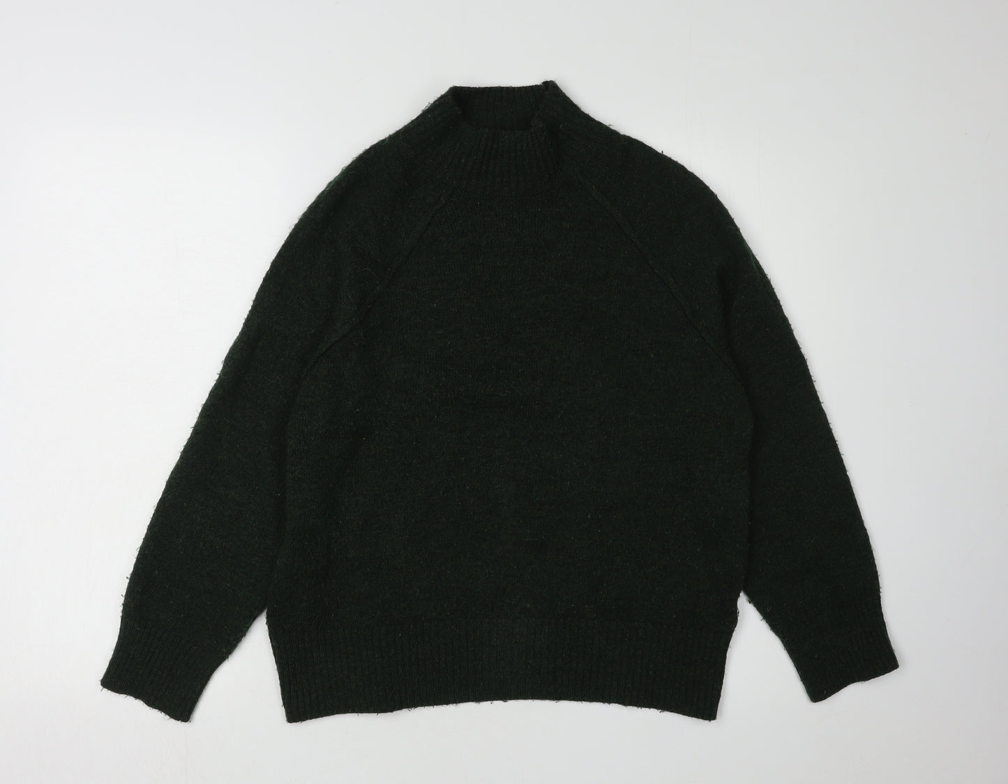 MNG Women's Green Mock Neck Pullover Jumper Size 8