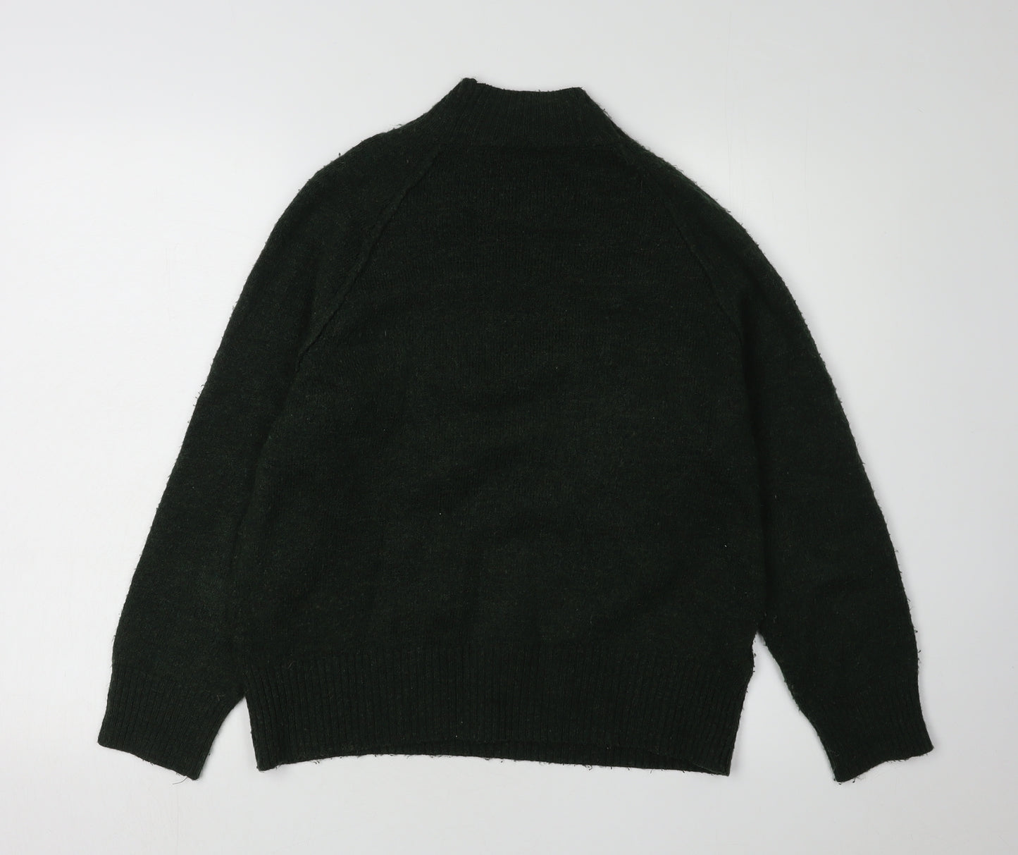 MNG Women's Green Mock Neck Pullover Jumper Size 8