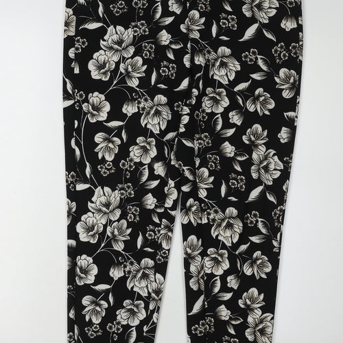 Dorothy Perkins Women's Black Floral Cropped Trousers Size 8