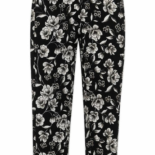 Dorothy Perkins Women's Black Floral Cropped Trousers Size 8