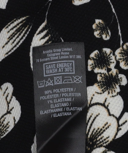 Dorothy Perkins Women's Black Floral Cropped Trousers Size 8