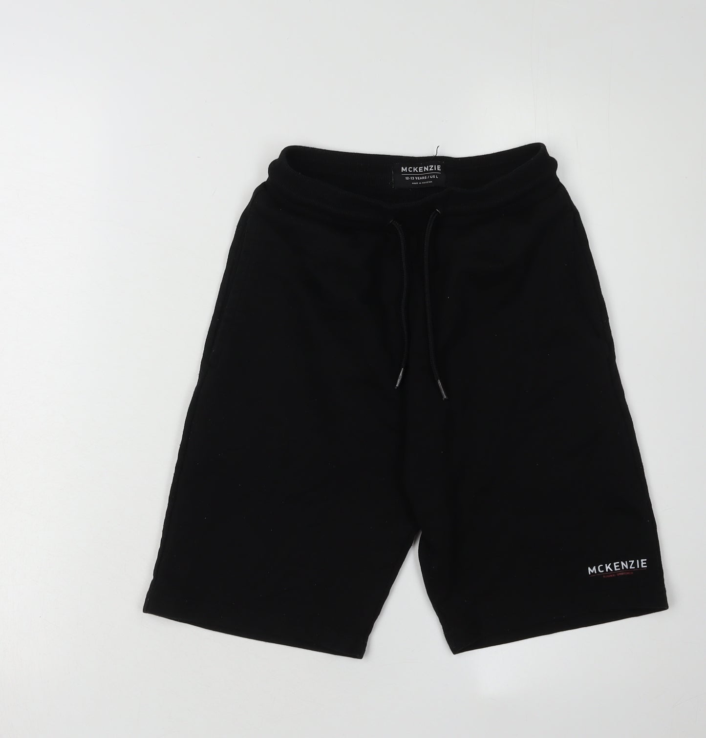 McKenzie Boys Black Sweat Shorts, Size 12-13 Years