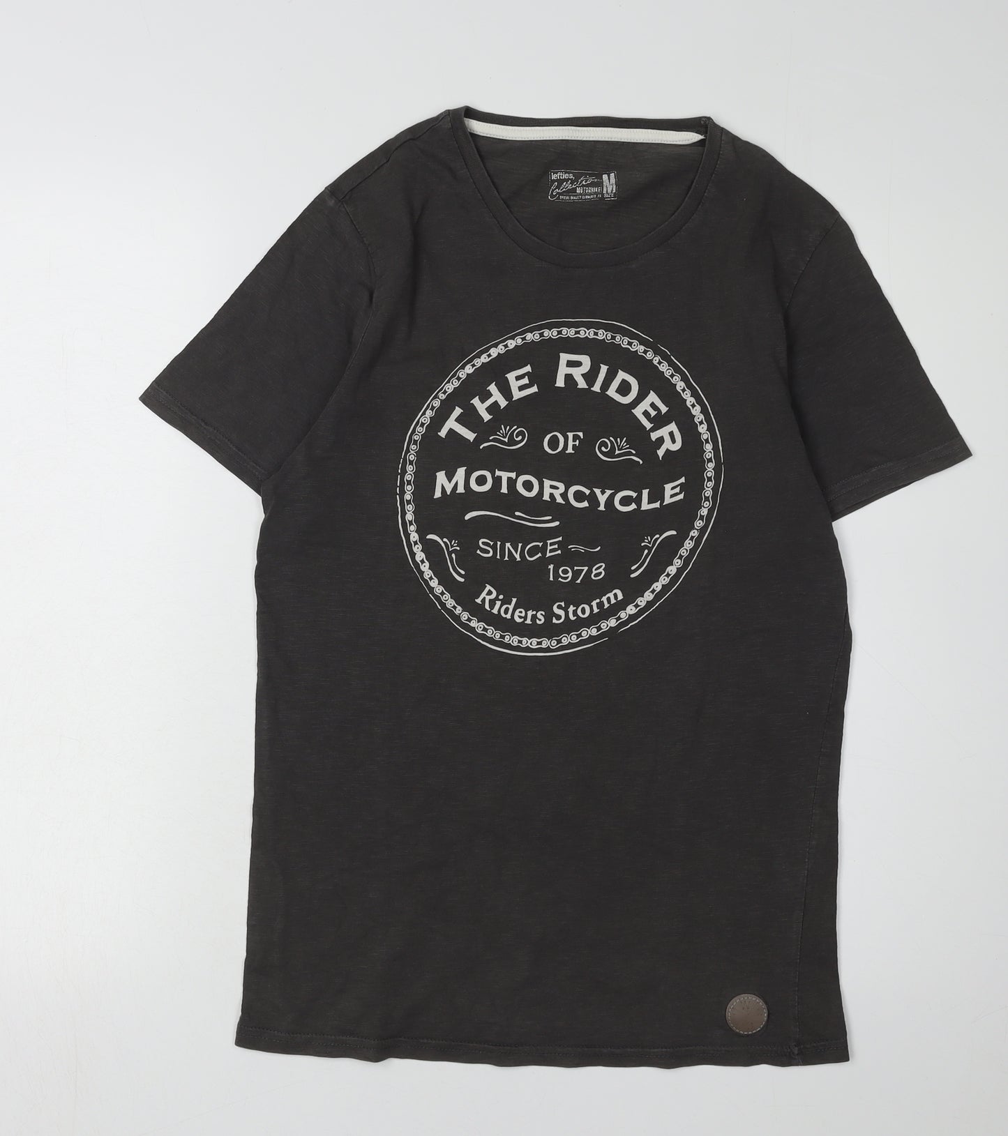 Lefties Men's Black Motorcycle Graphic T-Shirt M