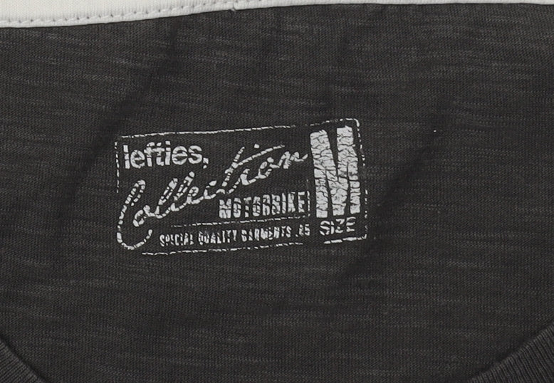 Lefties Men's Black Motorcycle Graphic T-Shirt M