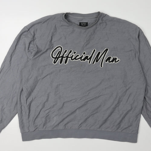 boohooMAN Men's Grey Pullover XL Sweatshirt