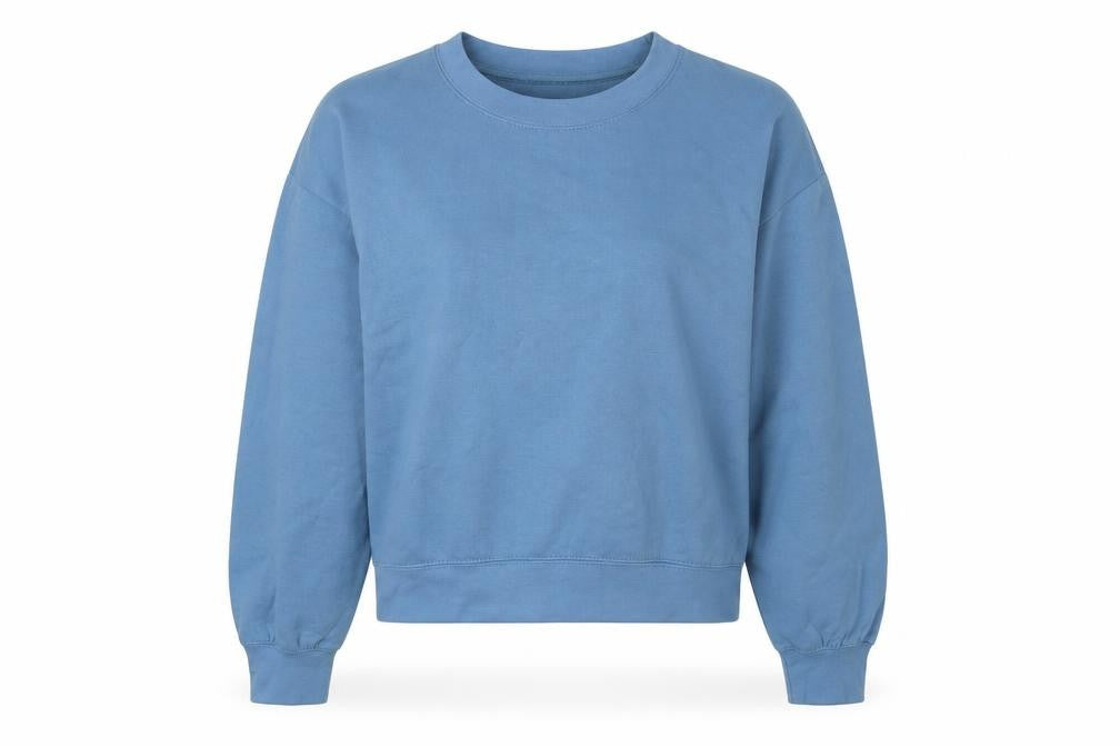 Front view of Zara Women's Blue Pullover Sweatshirt, Medium, Cotton