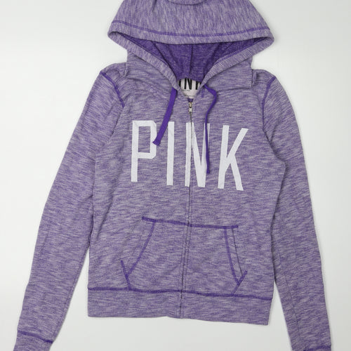 PINK Women's Purple Full Zip Hoodie - Size S